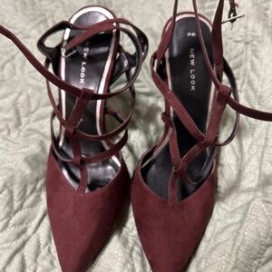 New Look Women's Burgundy Strappy Heels